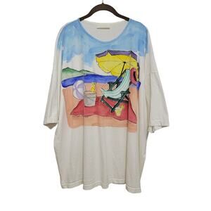 VTG Beach Cover Tee Diana Wat Plus Size XL